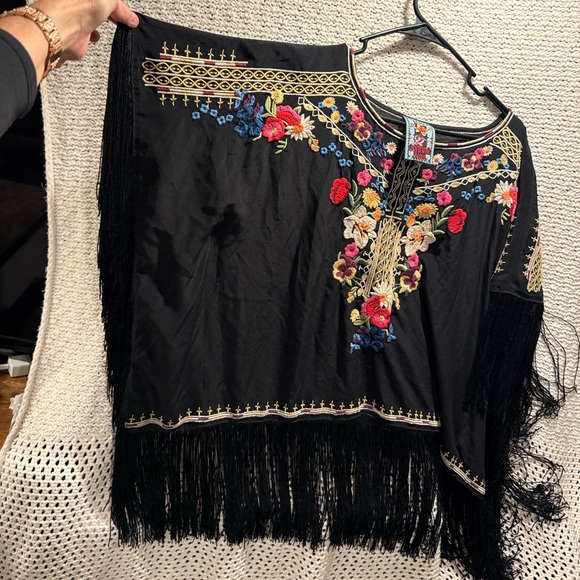 Johnny Was Embroidered Black Floral Women's Top - Picture 6 of 9